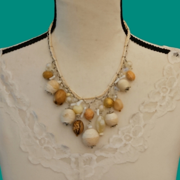 VTG UNICA 1980s Beach Fisherman Beaded Cha Cha Braided Rope Chain Necklace - Picture 1 of 9